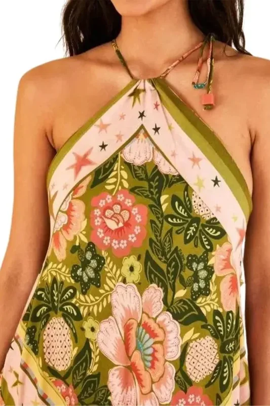 Vestido Longo Lenço Estrela FARM