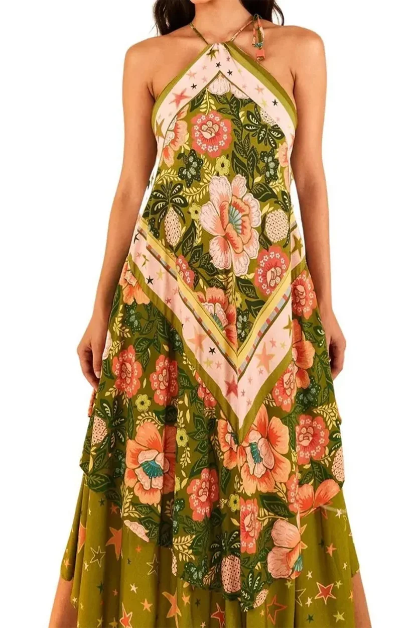 Vestido Longo Lenço Estrela FARM