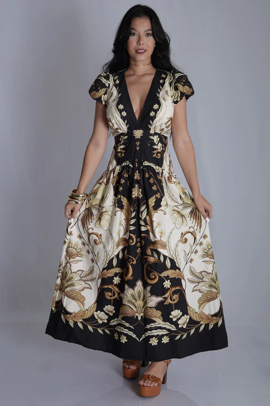 Vestido Longo Manga Milena FARM
