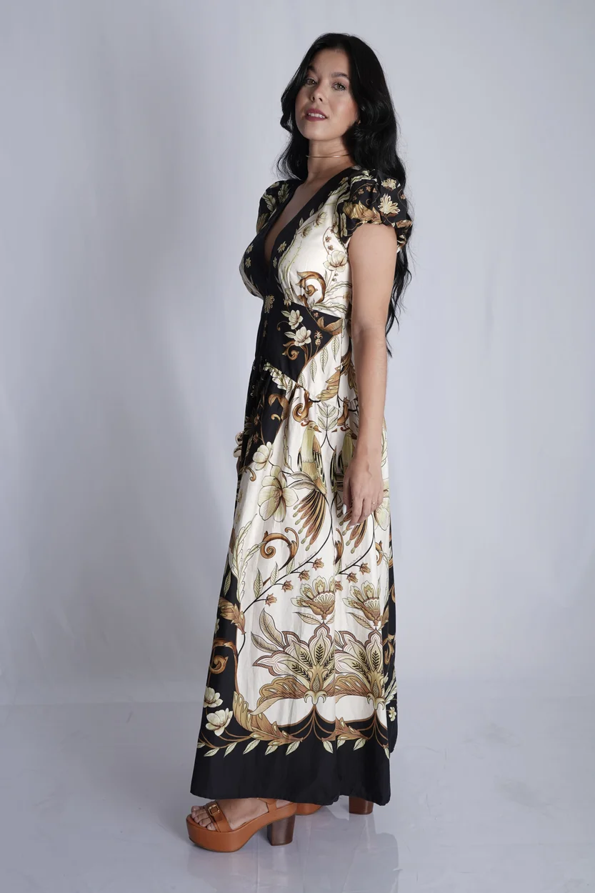 Vestido Longo Manga Milena FARM