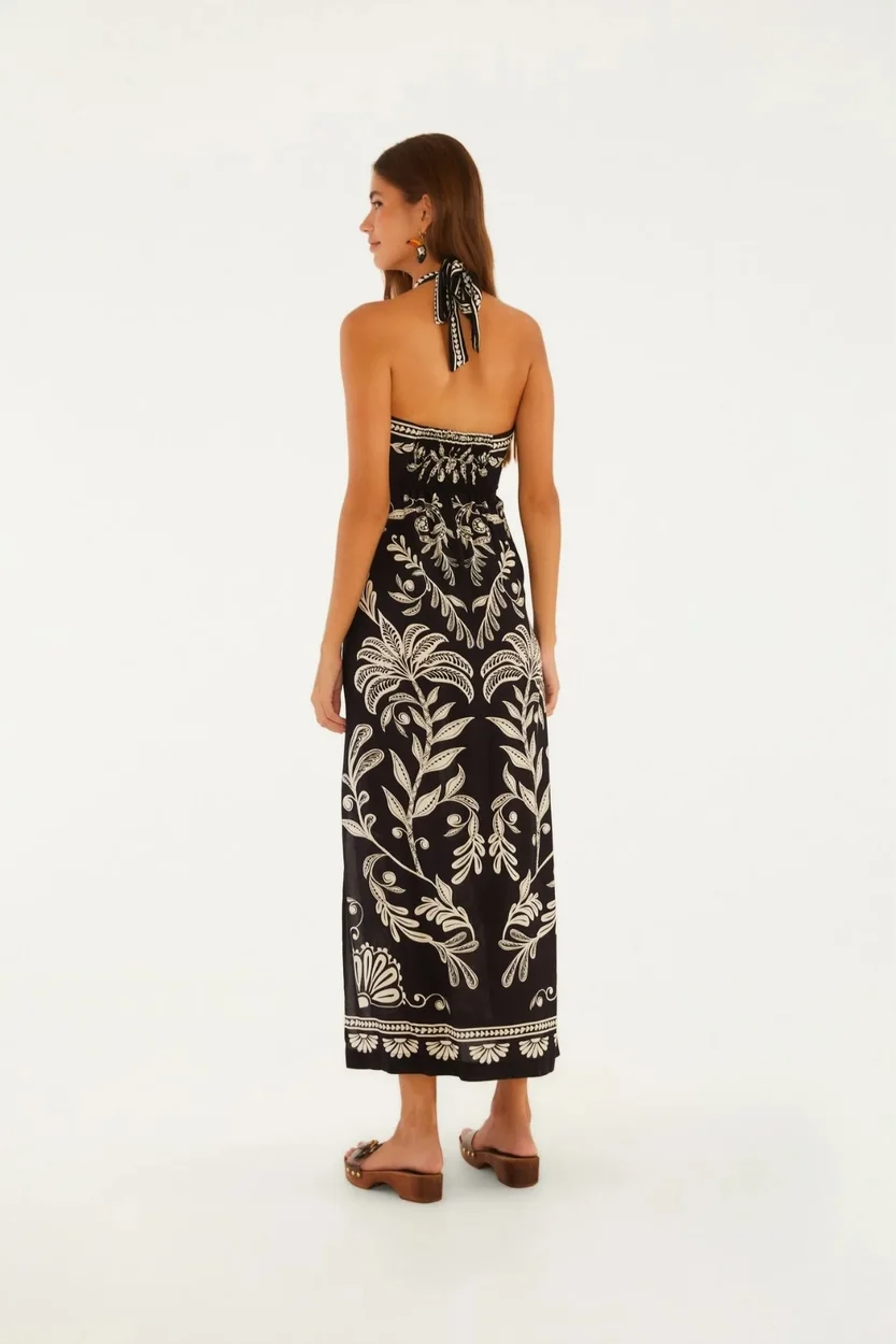 Vestido Longo Estampado Coqueiro Sereno