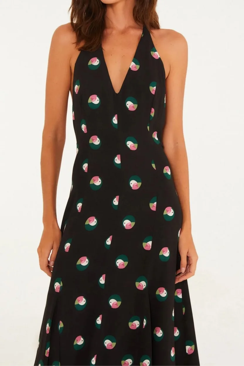 Vestido Nesgas Estampado Poá Ararinha FARM