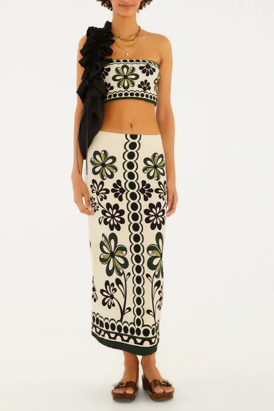 Saia Midi Estampada Florara FARM