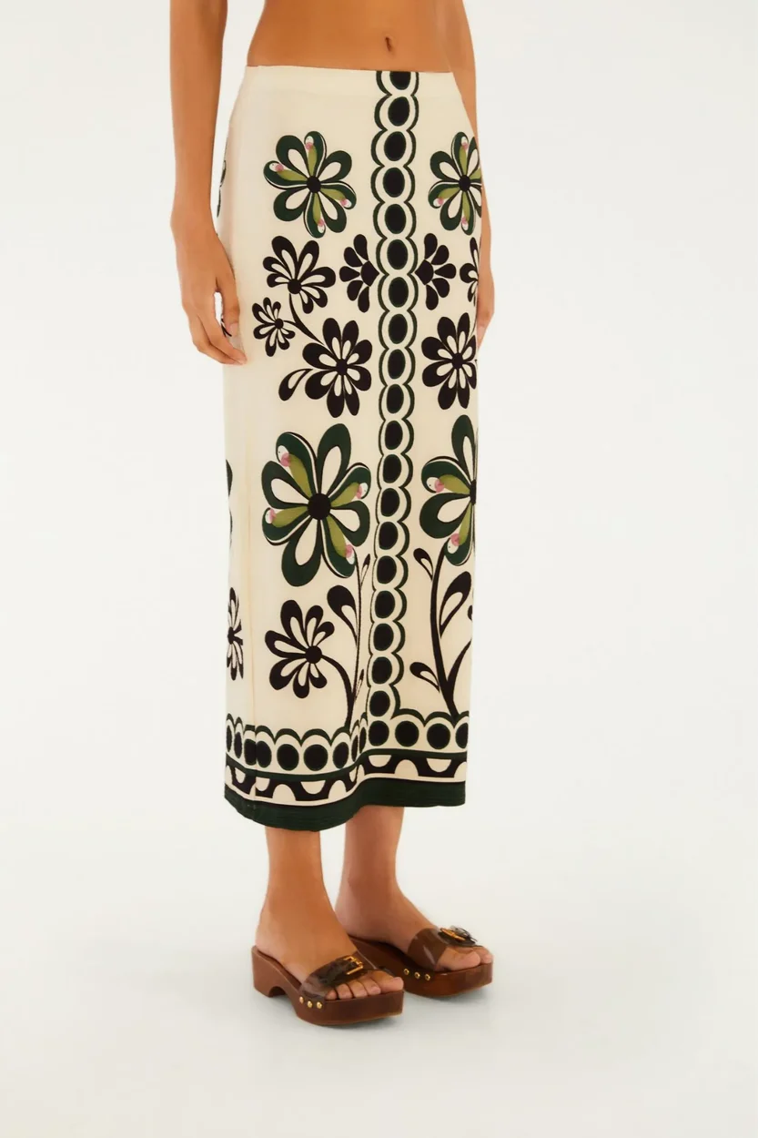 Saia Midi Estampada Florara FARM