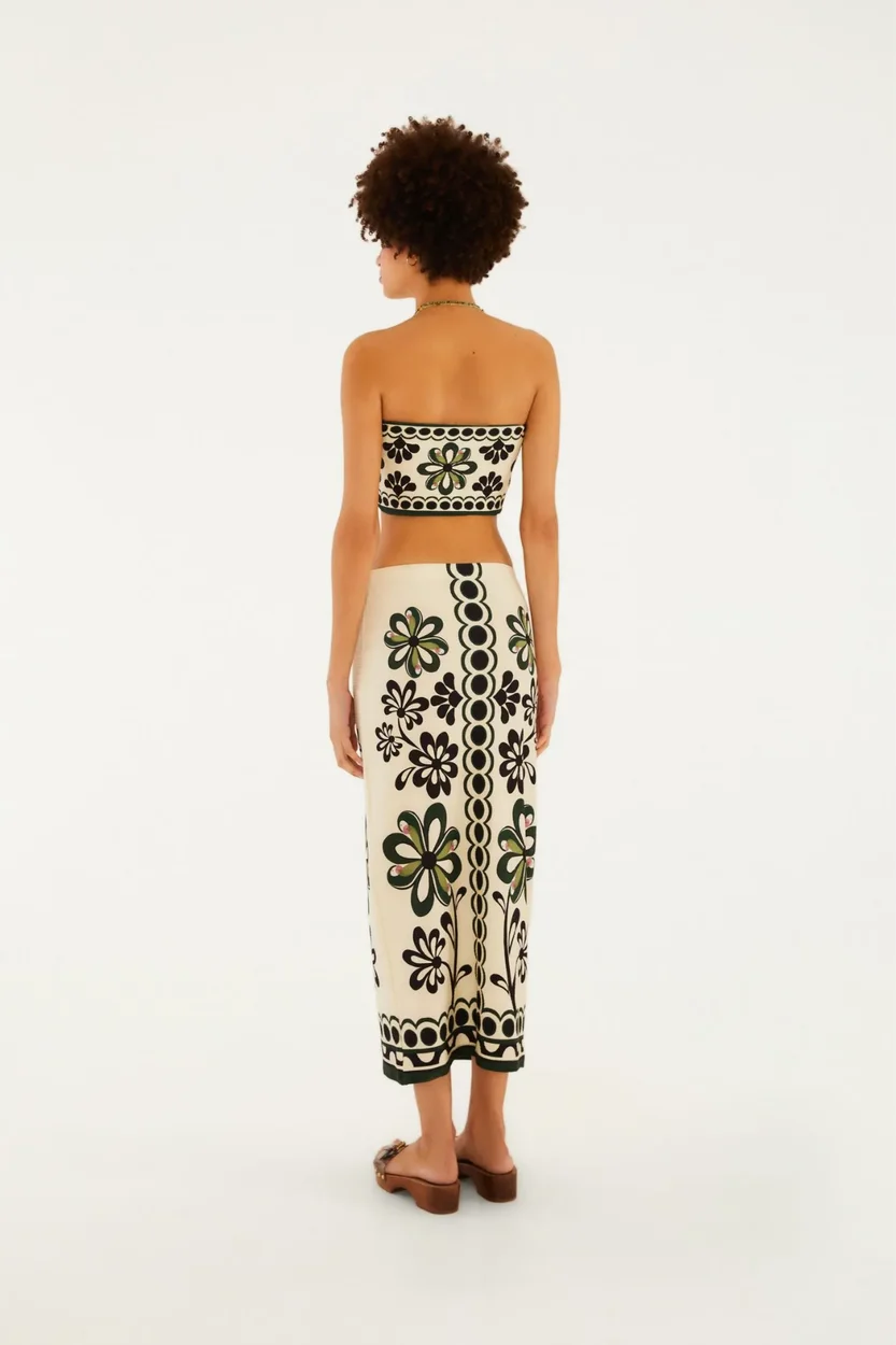 Saia Midi Estampada Florara FARM