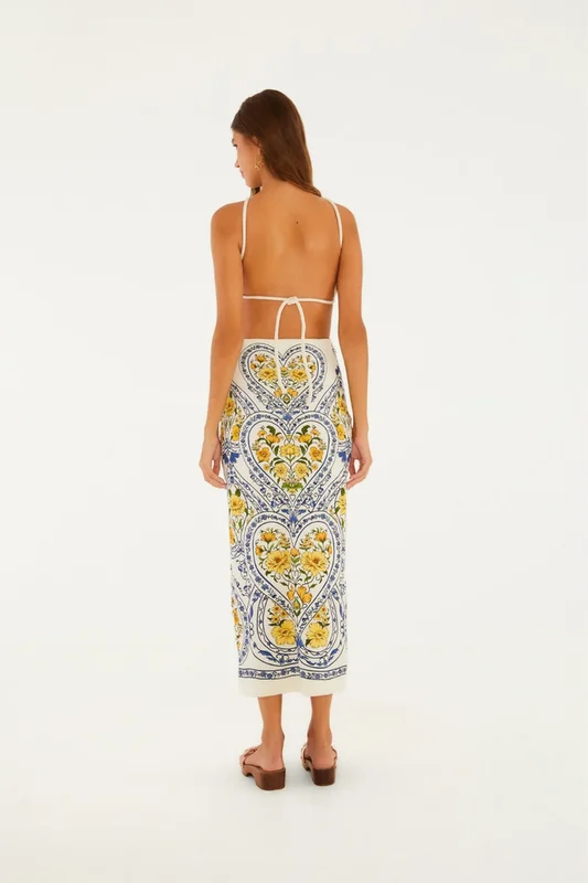 Vestido Midi Estampado Coração Boho FARM