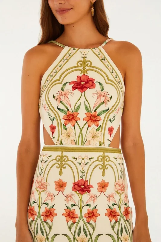 Vestido Midi Estampado Recanto de Flor FARM
