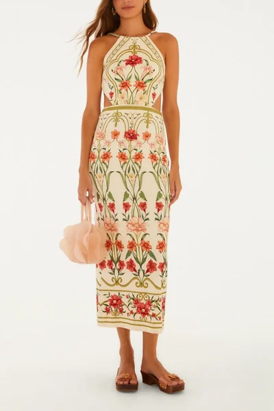 Vestido Midi Estampado Recanto de Flor FARM