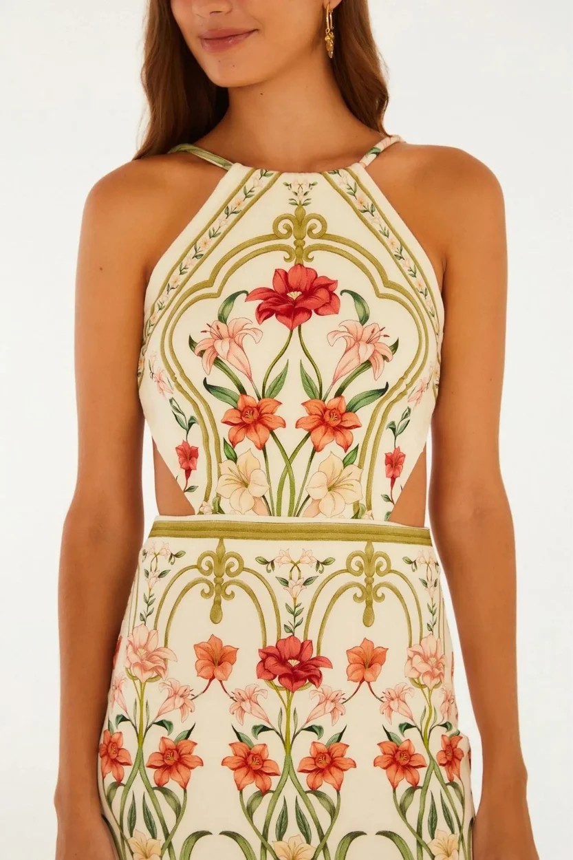 Vestido Midi Estampado Recanto de Flor FARM