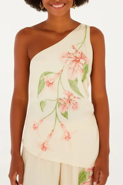Blusa Ombro Só Estampada Brinco de Princesa FARM